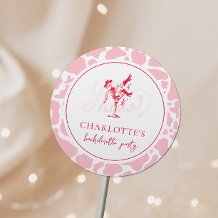 Hot Pink Western Bachelorette Party Classic Round Sticker