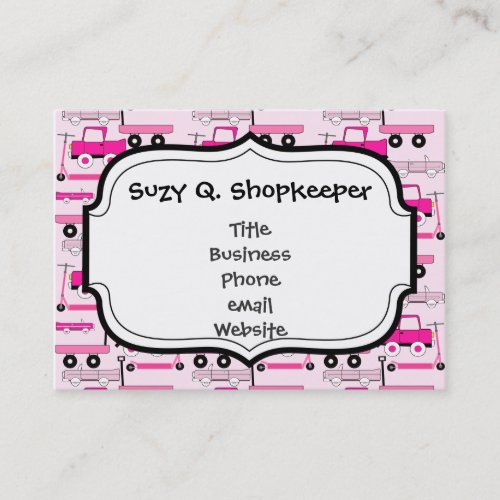 Hot Pink Wheels Vintage Cars Trucks Scooters Wagon Business Card