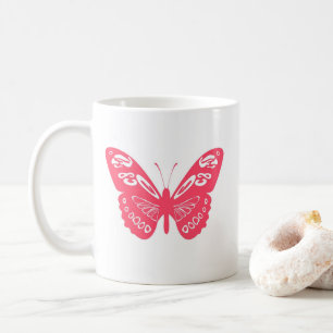 Hot Pink Whimsical Butterfly Personalized Mug