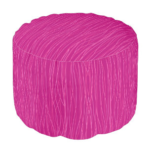 Hot Pink White Abstract Linear Pattern Pouf