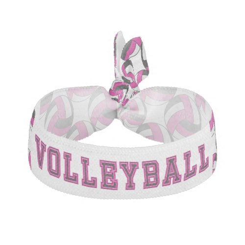 Hot Pink White and Black  Volleyball 2 Elastic Hair Tie
