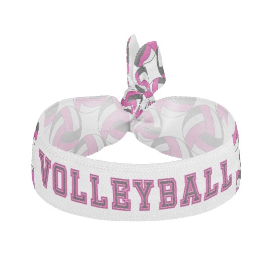 Hot Pink White And Black Volleyball 2 Elastic Hair Tie Zazzle Com