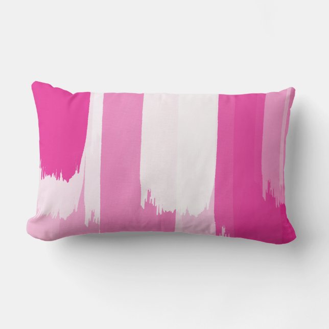 Hot Pink White Brushstrokes Throw Pillow (Front)