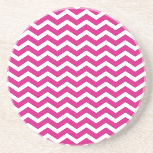 Hot Pink White Chevron Pattern Coaster