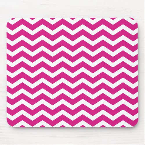 Hot Pink White Chevron Pattern Mouse Pad