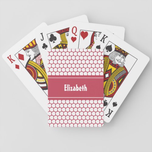 Hot Pink White Custom Personalized Name Geometric Playing Cards