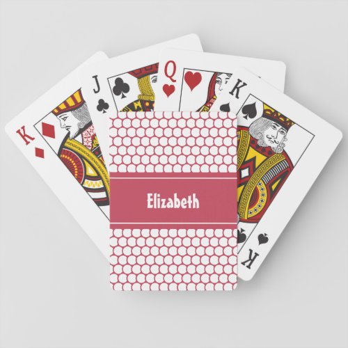 Hot Pink White Custom Personalized Name Geometric Poker Cards