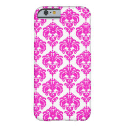 Hot Pink &amp; White Damask Elegant Chic Pattern Barely There iPhone 6 Case