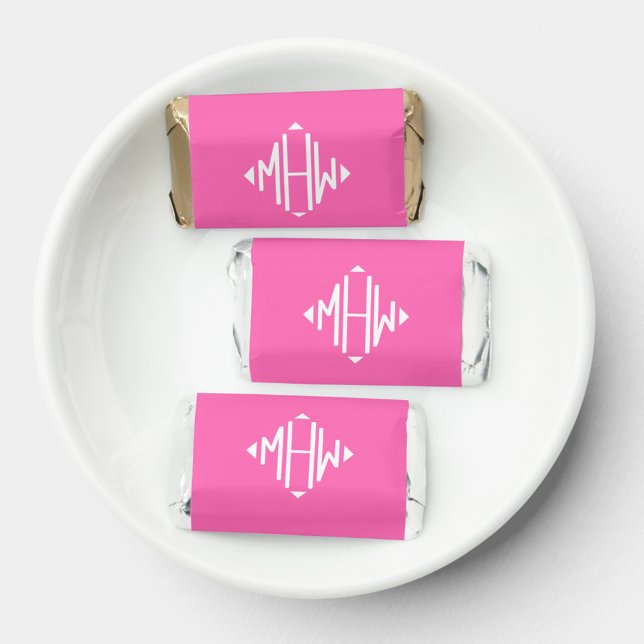 Hot Pink White Diamond Monogram Font DIY BG Hershey's Miniatures (Creator Uploaded)