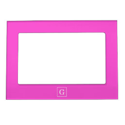 Hot Pink White Framed Initial Monogram Magnetic Photo Frame