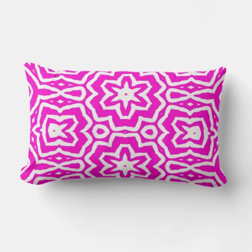 Hot Pink White Fuschia Zebra Lumbar Pillow