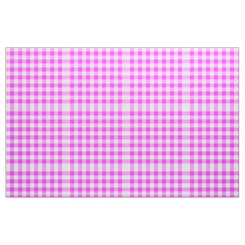 Hot Pink  White Gingham Block Pattern Fabric