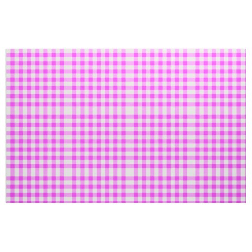 Hot Pink & White Gingham Block Pattern Fabric