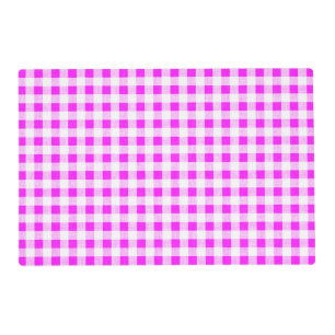 Hot Pink White Gingham Pattern Placemat