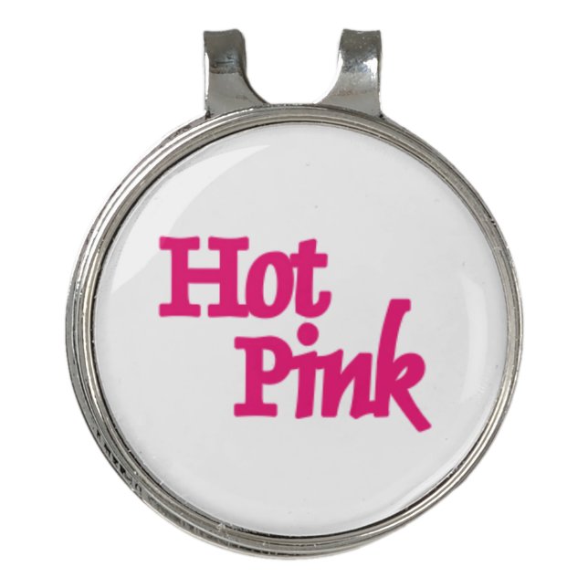 Hot Pink White golf hat clip ball marker (Front)