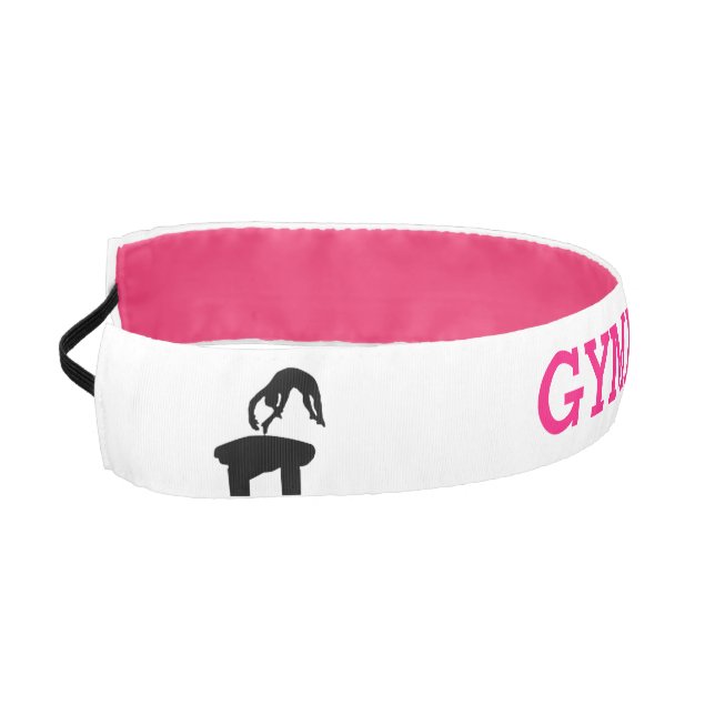 Hot Pink & White Gymnast Leap & Vault Headband (Left)