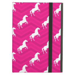 Hot Pink, White Horse, Equestrian, Chevron iPad Air Cover