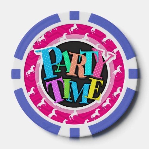 Hot Pink White Horse Equestrian Chevron Poker Chips