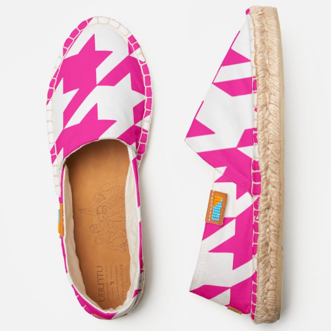 hot pink white houndstooth  espadrilles (Side)
