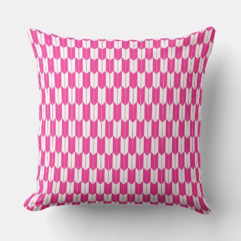 Hot Pink & White Japanese Yagasuri Throw Pillow by EnduringMoments at Zazzle