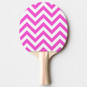 Hot Pink White Large Chevron ZigZag Pattern Ping-Pong Paddle