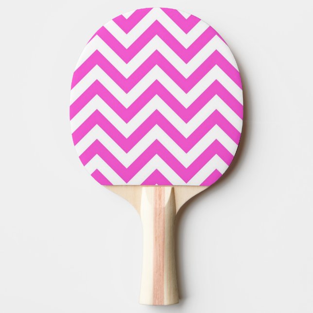Hot Pink White Large Chevron ZigZag Pattern Ping-Pong Paddle (Front)