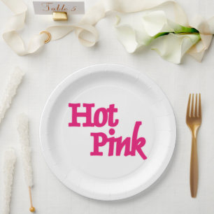 Hot Pink white large paper plates
