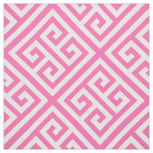 Hot Pink White Med Greek Key Diag T Pattern 1 Fabric
