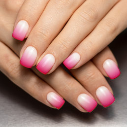 Hot Pink &amp; White Ombre Gradient Minx Nail Art