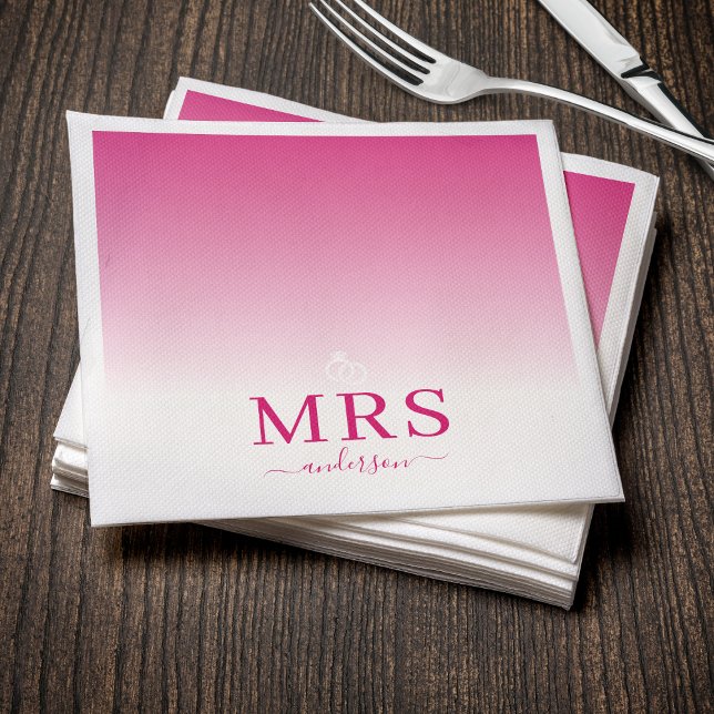 Hot Pink & White Ombre Mrs Bridal Shower Wedding Napkins (Hot Pink & White Ombre Mrs Bridal Shower Wedding Napkins
)