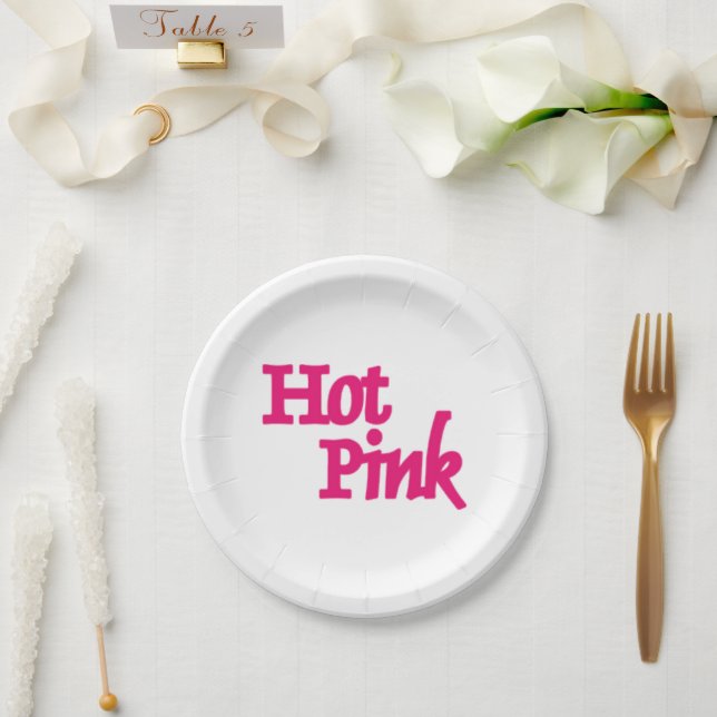 Hot Pink white paper plates (Wedding)