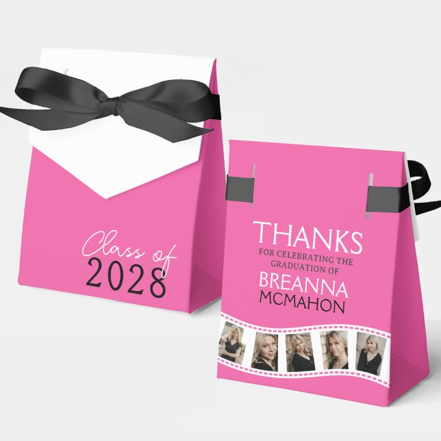 Hot Pink & White Photo Collage Filmstrip Favor Box (Creator Uploaded)