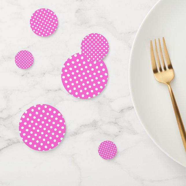 Hot Pink & White Polka Dots Dot Party Confetti (Group)