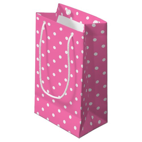 Hot Pink White Polka Dots Elegant Pattern For Her Small Gift Bag