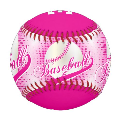 Hot Pink  White Retro Baseball Sports