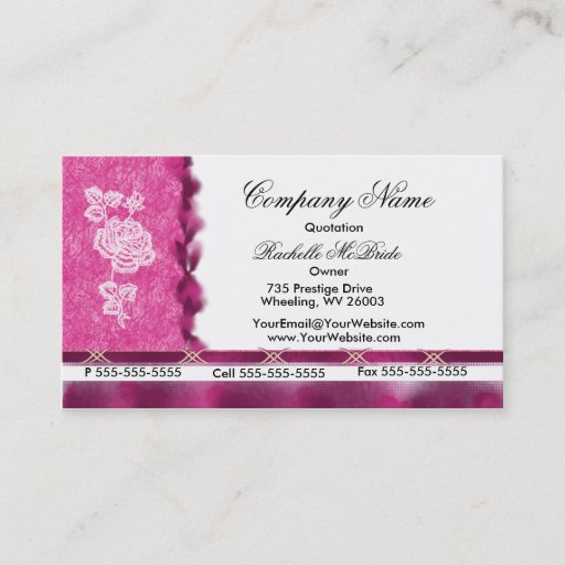 Customizable Hot Pink White Rose Business Cards