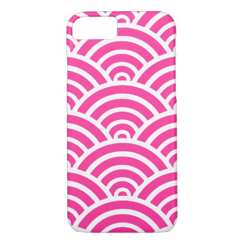 Hot Pink  White Scallop Pattern iPhone 7 Case