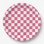 Hot Pink White Squares Paper Plate Hot Pink White Squares Paper Plate