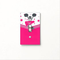 Hot Pink & White Stars Cheer Cheer-leading Girls Light Switch Cover