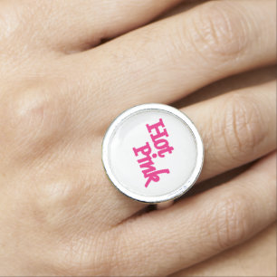 Hot Pink white sterling silver ring