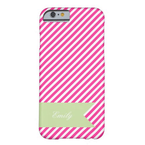 Hot Pink  White Stripe Monogram iPhone 6 Case