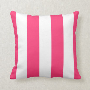 Hot Pink & White Striped Decorative Throw Pillow