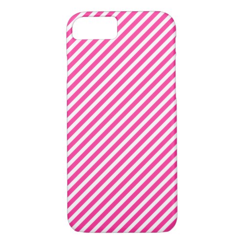 Hot Pink  White Striped iPhone 7 Case