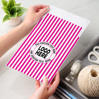 Hot pink, white stripes and custom logo business envelope mailers