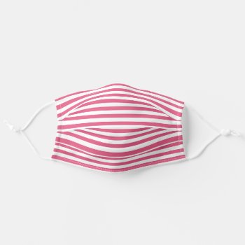 Hot Pink & White Stripes Cloth Face Mask by StripyStripes at Zazzle