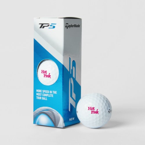 Hot Pink White Taylor Made TP5 golf balls 3 pk