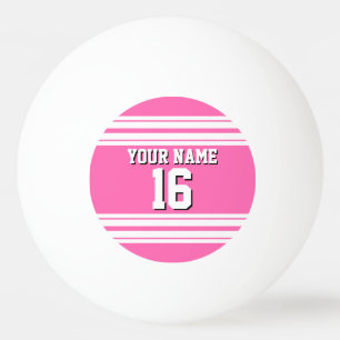 Hot Pink White Team Jersey Custom Number Name Ping-Pong Ball