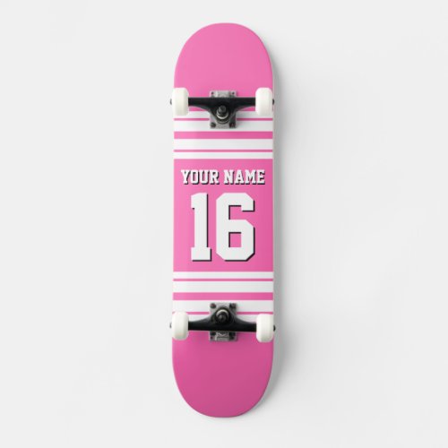 Hot Pink White Team Jersey Custom Number Name Skateboard