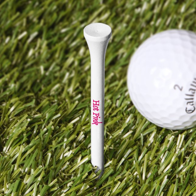 Hot Pink White word white golf tee (Grass)