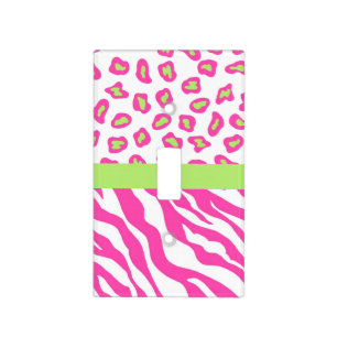 Hot Pink White zebra Leopard Skin Wall Decorative Light Switch Cover